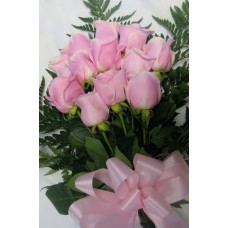 Dozen Pink Roses Wrapped