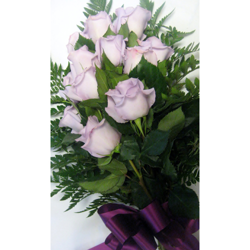 Dozen Purple Roses Wrapped - Wrap-N-Go Florist